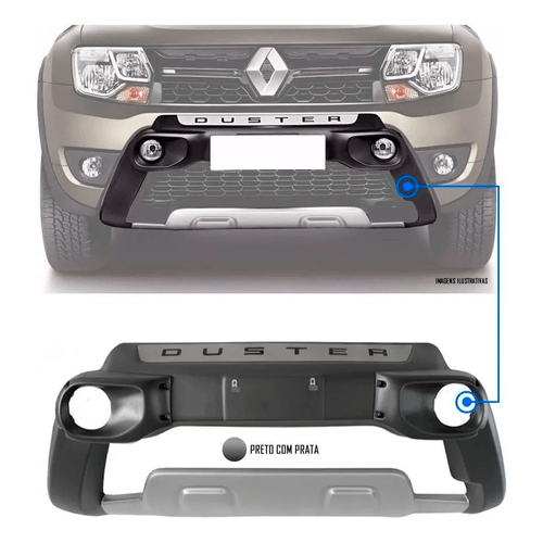 OVERBUMPER DUSTER/OROCH 15/17 S/ALOJAMENTO P/FAROL PRETO/PRATA TGPOLI