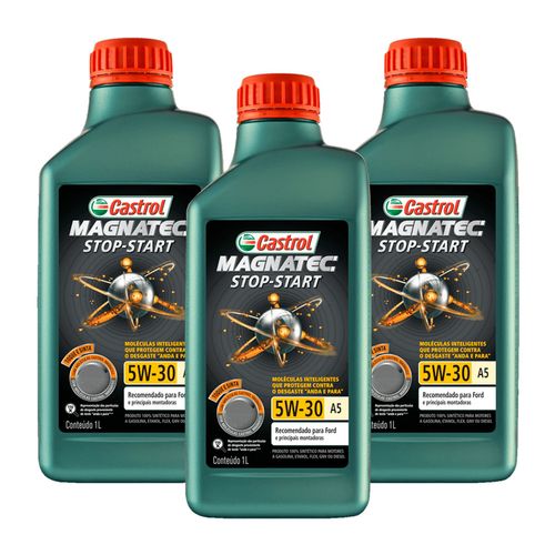 Kit 3 Óleo De Motor Sintético 5w30 Sn A5 Magnatec Stop-Start Castrol 1 Litro | Furlan Auto Peças