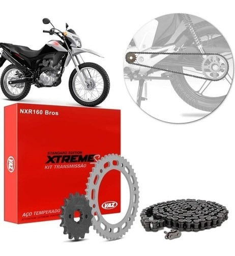 Kit Relação Transmissão Completo Xre 190 Nxr Bros 160