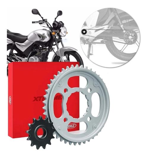 Relação Coroa + Pinhão Motociclo Yamaha Ybr 125 2000 A 2002