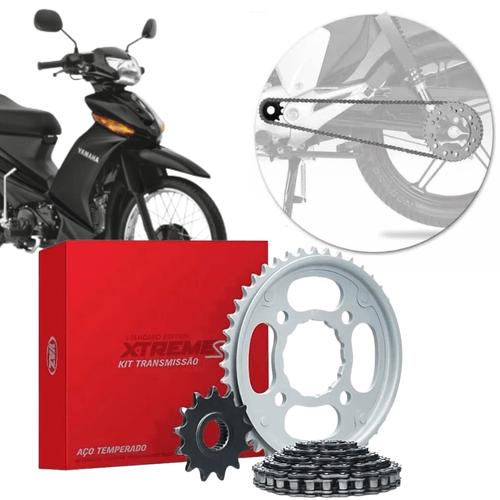 Kit Relação Transmissão Coroa Temperada Pinhão Corrente Moto Yamaha Crypton 100