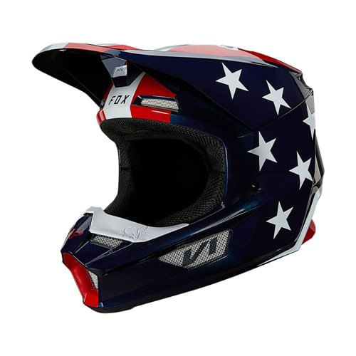 Capacete Fox Mx V1 Ultra Branco Vermelho Azul