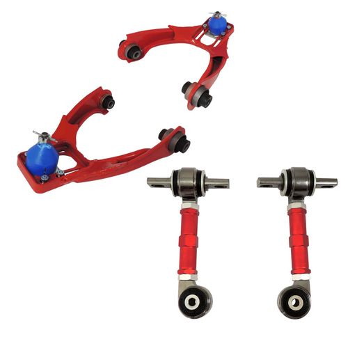 Bandejas dianteiras superiores com pivôs e regulagem de cambagem + BIELETAS TRASEIRAS REGULAGEM CAMBAGEM BUCHA BORRACHA - Honda Civic EK (96-99)