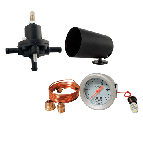 DOSADOR DE COMBUSTÍVEL COMPOSITE PARA MOTORES INJETADOS + MANÔMETRO DE PRESSÃO DE COMBUSTÍVEL 5 BAR 52 MM + SUPORTE GRÁTIS