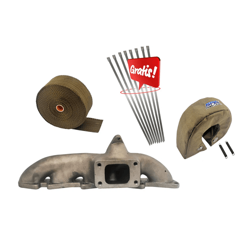 COLETOR DE ESCAPE PARA TURBO FIAT FIVETECH V2 + FITA TÉRMICA TITANIUM SPA 2" x 15m + PROTETOR TÉRMICO DE TURBINA TITANIUM PRIME SERIES