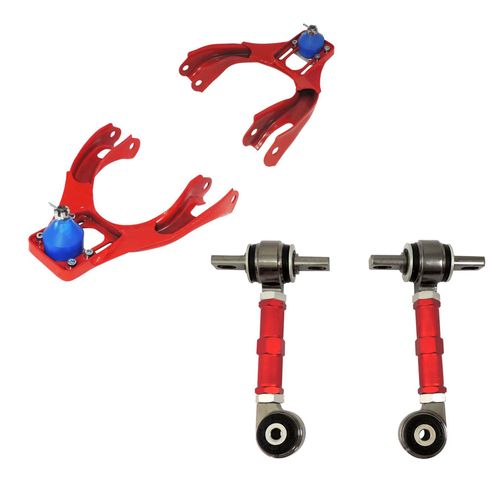 Bandejas dianteiras superiores com pivôs e regulagem de cambagem + BIELETAS TRASEIRAS REGULAGEM CAMBAGEM BUCHA BORRACHA - Honda Civic EG (91-95)