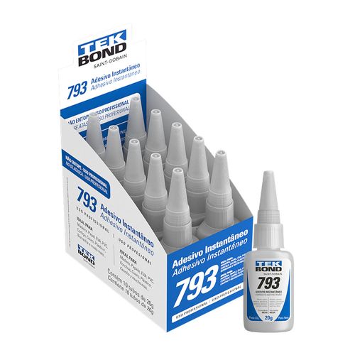 Cola Instantânea 793 20G - Bico Antientupimento - Média Viscosidade - Caixa Com 10 - Tekbond