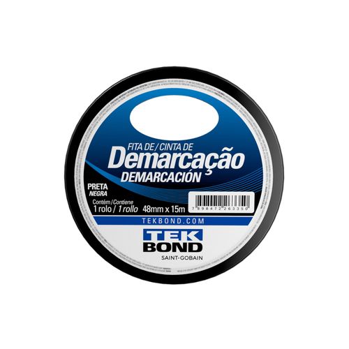 Fita De Demarcação Preta 48Mm X 15M - Tekbond