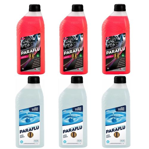 Combo 3 Litros Aditivo Paraflu Rosa Concentrado + 3 Litros de Água Desmineralizada Paraflu