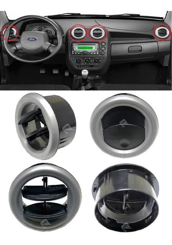 Kit Difusor Saída Ar Ford Ka 2008-2013 Central Lateral Prata