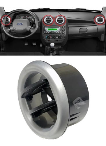 Difusor Saída Ar Ford Ka 2008-2013 Central Lateral - Prata (1)