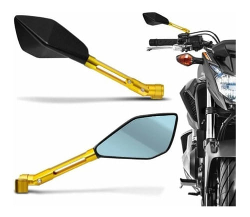 Espelho Retrovisor Rizoma Tomok Aluminio Universal Dourado