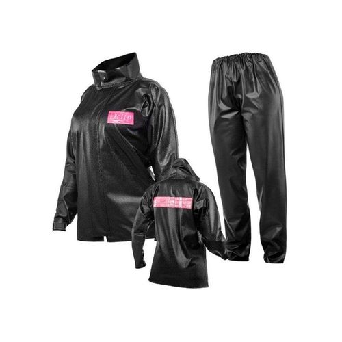 Conjunto Capa de Chuva Delta PVC Motociclista Feminina - Preto