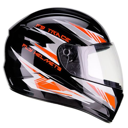 Capacete Fly F-9 Trace Preto Fosco/Laranja