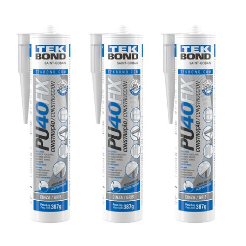 Kit 3 un P U40Fix Cinza 387G/280Ml - Cart Ucho - Tekbond