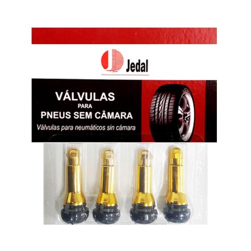 Kit com 4 peças de Bico de pressão ouro  ( Valvula de pneu ) - TR414
