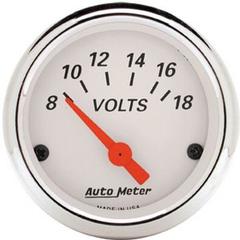 Voltímetro - 8-18 Volts - Elétrico - 2 1/16" - Arctic White - AUTO METER