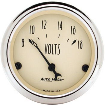 Voltímetro - 8-18 Volts - Elétrico - 2 1/16" - Antique Beige - AUTO METER