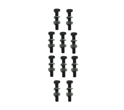 Kit 10 Parafusos Sextavados M6 x 30mm de Aço Com Arruela de Pressão e Porca