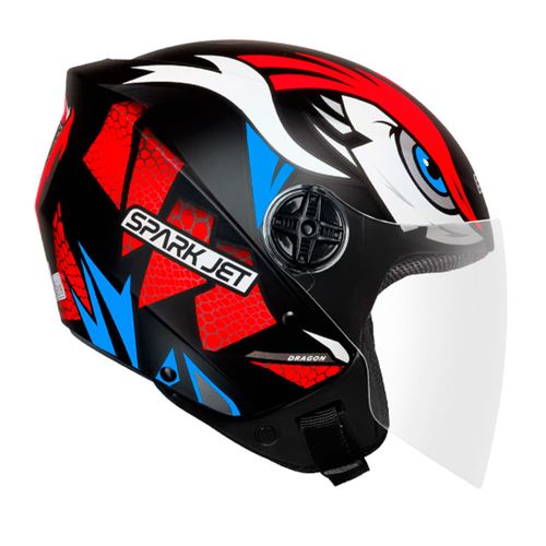 Capacete EBF Spark Jet Dragon Preto Fosco e Vermelho