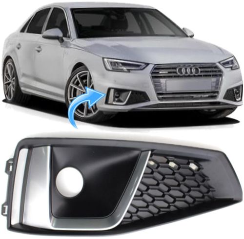 Grade Moldura Cromada do Parachoque Audi A4 B9 2.0 Tfsi S-line de 2018 e 2019 - Direito