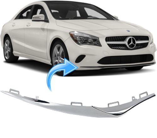 Friso Parachoque Dianteiro Mercedes Cla200 e Cla180 1.6 Turbo de 2016 À 2019 Cromado - Direito