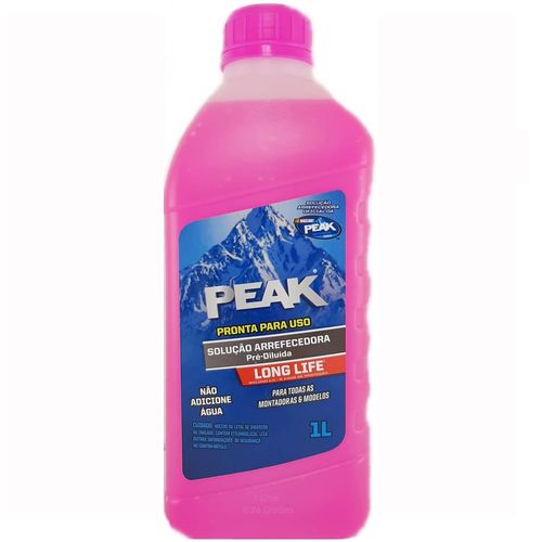 Aditivo de Radiador Peak Long Life Orgânico Coloração Rosa Pronto para Uso 1L