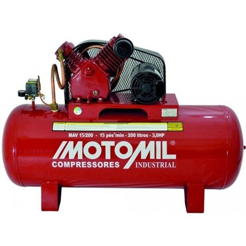 Compressor 15 Pés 200 Litros 175 Libras 3 HP Monofásico 110/220V - MAV- 15/200 - Motomil