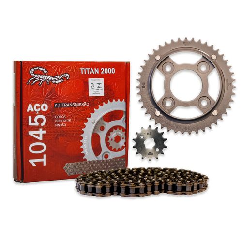 Kit Relação Transmissão Moto Scorpion Titan 2000 Aço 1045 Selo Inmetro