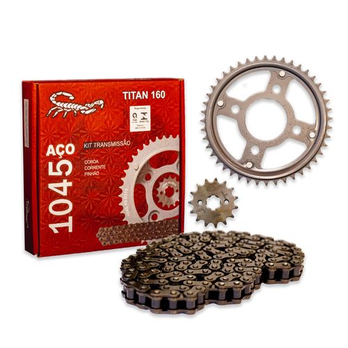 Kit Relação Transmissão Moto Scorpion Titan 160 Aço 1045 Selo Inmetro