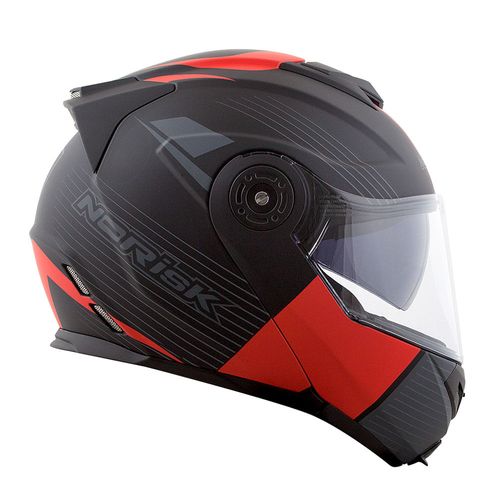 capacete NORISK ROUTE FF345 STROKE PRETO FOSCO/VERMELHO