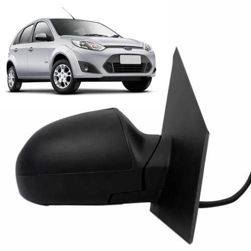Espelho Retrovisor Externo Controle Manual com Capa Preto Liso Ford Fiesta Hatch e Sedan 2002 até 2014 Lado Direito - Metagal