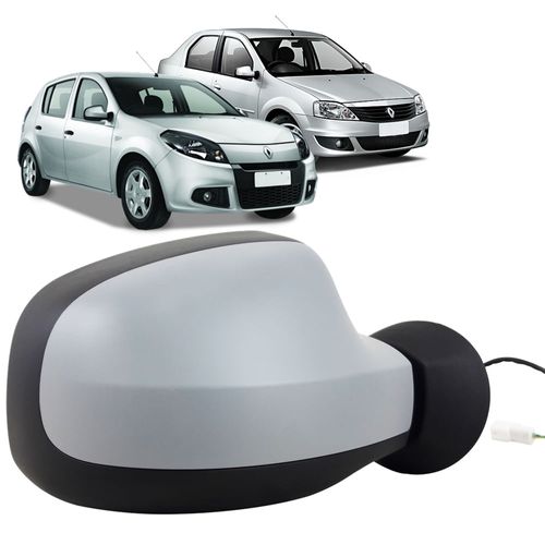 Espelho Retrovisor Externo Controle Elétrico com Base de Plástico Prime Renault Logan e Sandero 2009 até 2013