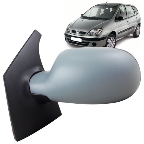 Espelho Retrovisor Externo Controle Manual Lado Esquerdo Capa de Plástico Prime para Pintar Renault Scenic 1998 até 2012