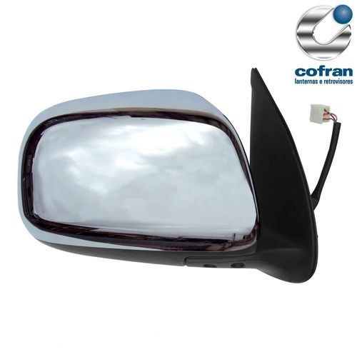 Espelho Retrovisor Externo Cromado Controle Manual Lado Esquerdo Hilux SRV 2005 até 2011