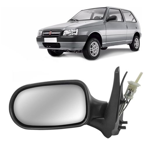 Espelho Retrovisor Externo Controle Manual Lado Esquerdo Fiat Uno Fire 2 Portas 2006 até 2010