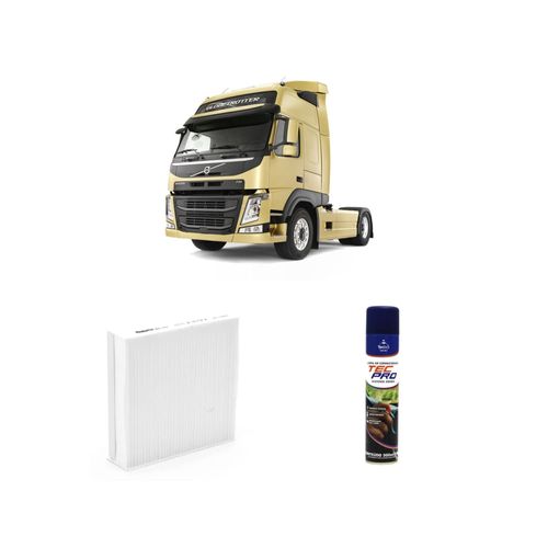 Kit de filtro de cabine arc010 Redux32 + limpa ar condicionado Tecbril para volvo fm 2000 a 2015