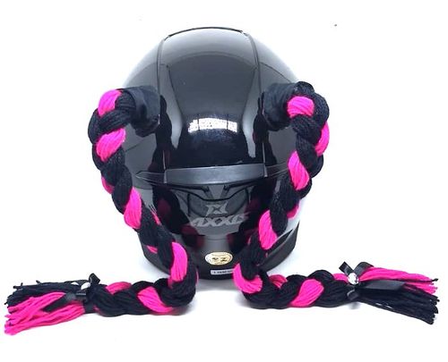 Trança para Capacete Xuca Xuquinha 45 cm Preto/Rosa Pink