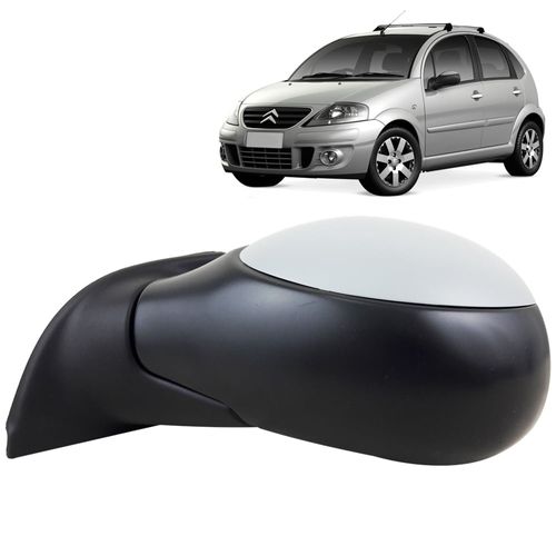Espelho Retrovisor Externo Controle Manual Base de Plástico Prime para Pintar Citroen C3 2003 até 2012