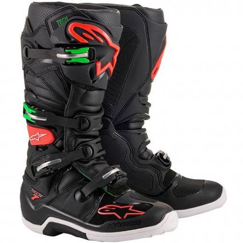 Bota Alpinestars Tech 7 - Preto/Verde/Vermelho