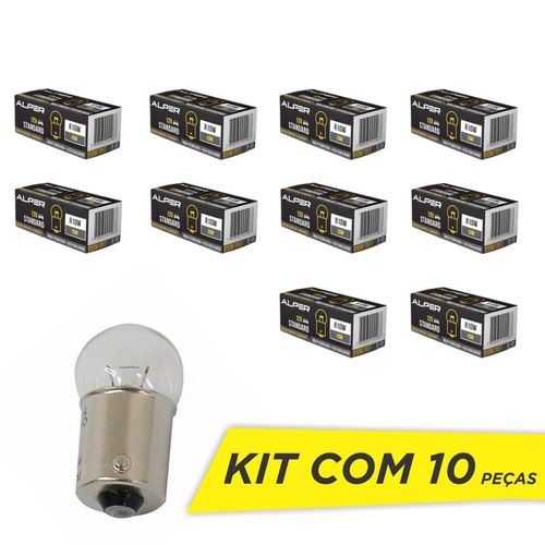 Lâmpada Luz Estacionamento Placa Bagageiro Porta Luvas Alper Standard R10W 12V 10W 3200K - 10 Peças