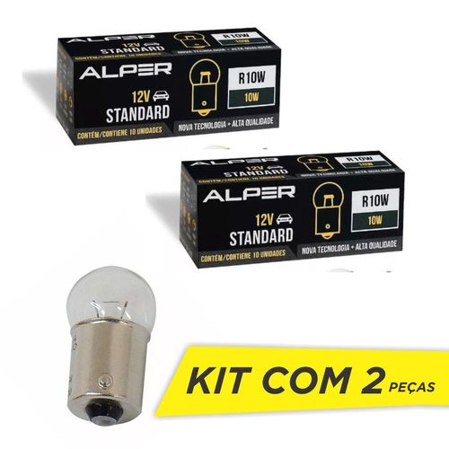 Lâmpada Luz Estacionamento Placa Bagageiro Porta Luvas Alper Standard R10W 12V 10W 3200K - 2 Peças