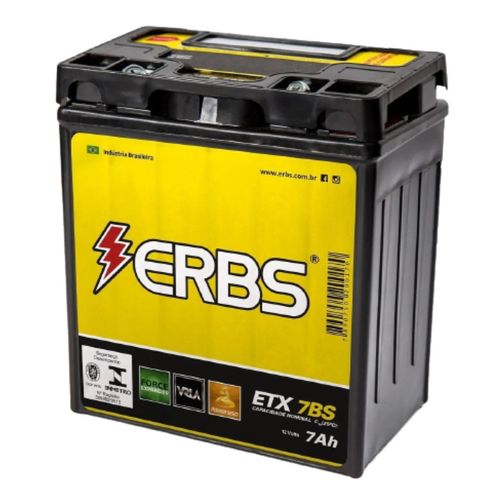Bateria AGM Moto ERBS 12V 7Ah ETX 7BS CBR 250 CBR300R CBX TWISTER CG SPORT TAITAN ESD TITAN CMX 250C