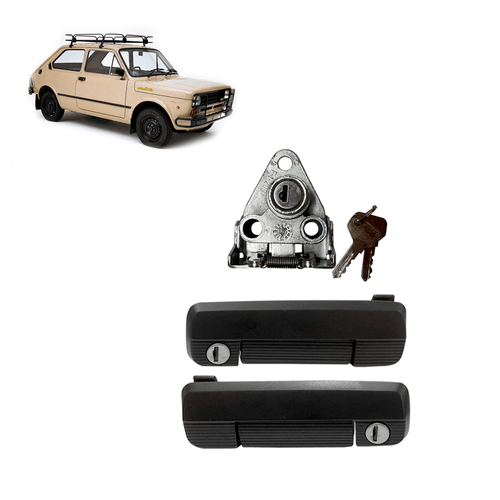 KIT Maçaneta + Fechadura Mala FIAT 147 Preta com mesma chave
